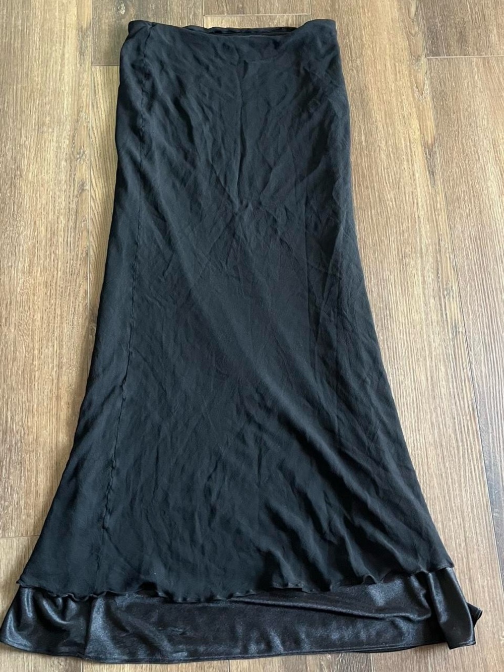 Vintage Black Silk Maxi Skirt
